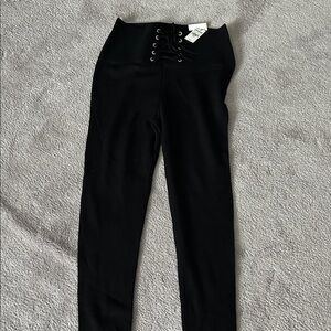 Express Black High-Waisted Lace-Up Leggings